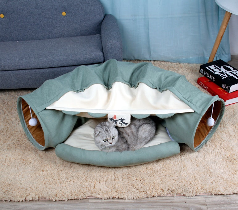 Collapsible Cat Tunnel with Mat