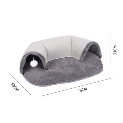Oval Tunnel Cat Nest – Leather & Velvet
