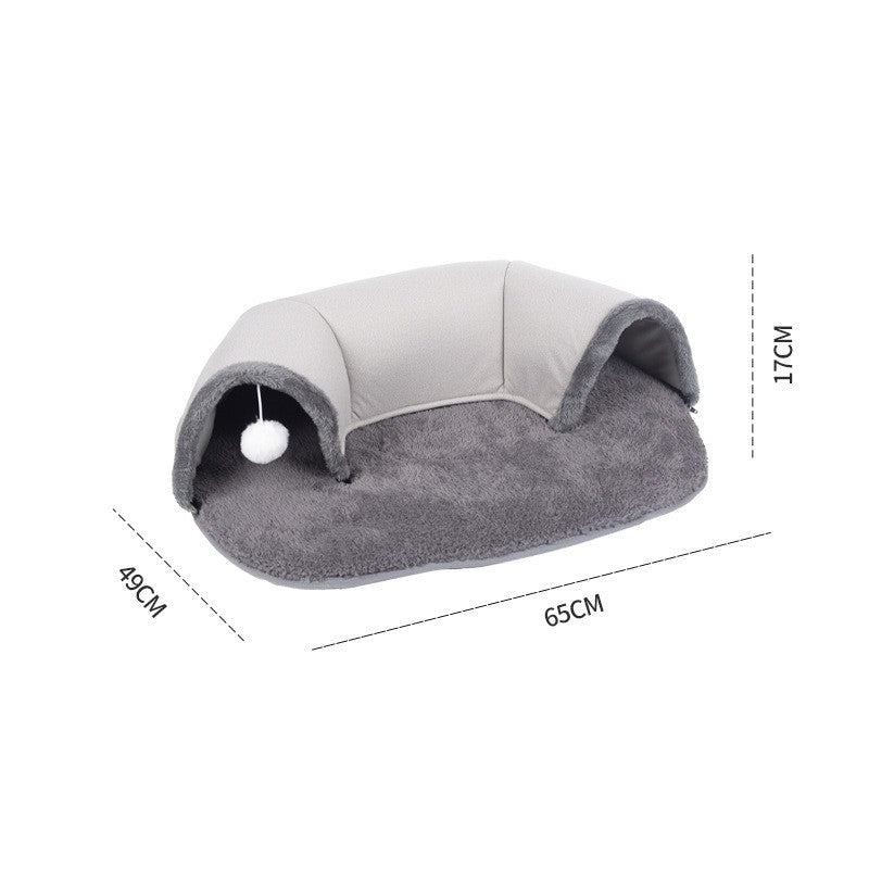 Oval Tunnel Cat Nest – Leather & Velvet