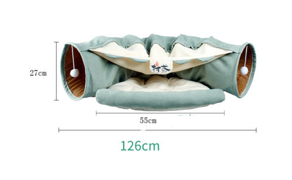 Collapsible Cat Tunnel with Mat