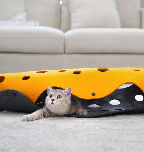 Felt Cheese Cat Tunnel