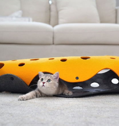 Felt Cheese Cat Tunnel