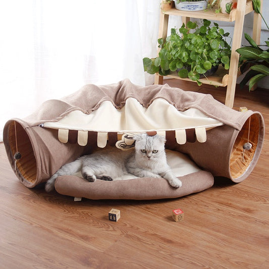 Collapsible Cat Tunnel with Mat