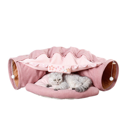 Collapsible Cat Tunnel with Mat