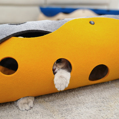 Felt Cheese Cat Tunnel