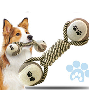 Dog Dumbbell Rope Tennis Ball Chew Toy