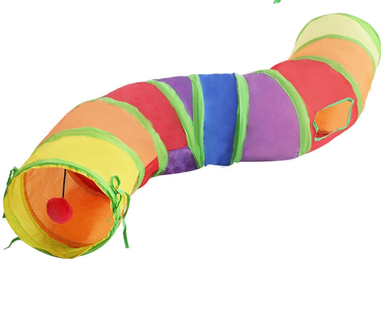 Rainbow Collapsible Cat Play Tunnel