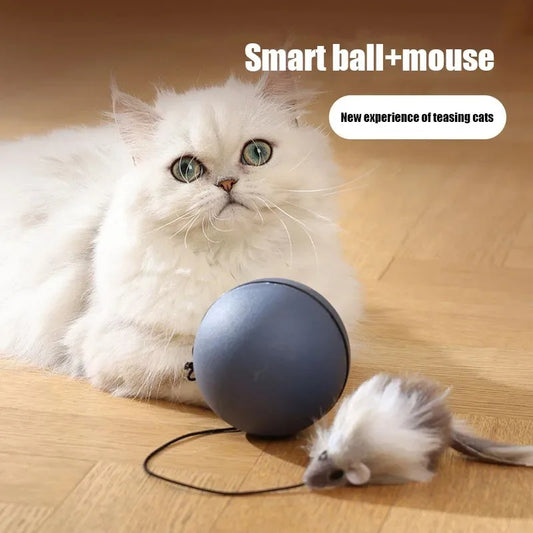 Automatic Smart Cat Ball Toy with Plush Mouse