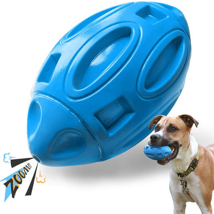 Squeaky Rugby Dog Toy – Soft Rubber
