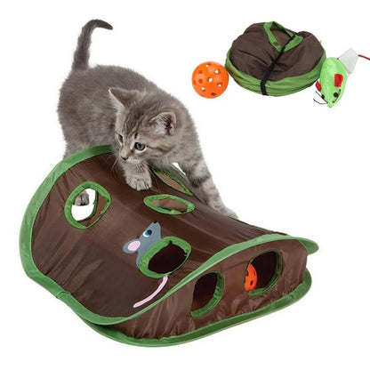 9-Hole Interactive Cat Tunnel – Hide & Seek Mouse Hunt Toy