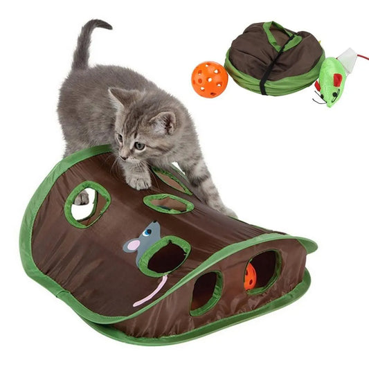9-Hole Interactive Cat Tunnel – Hide & Seek Mouse Hunt Toy