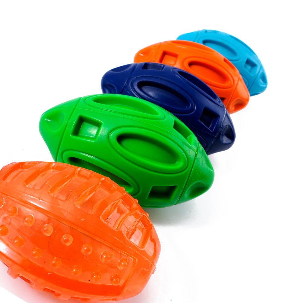 Squeaky Rugby Dog Toy – Soft Rubber