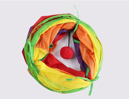 Rainbow Collapsible Cat Play Tunnel