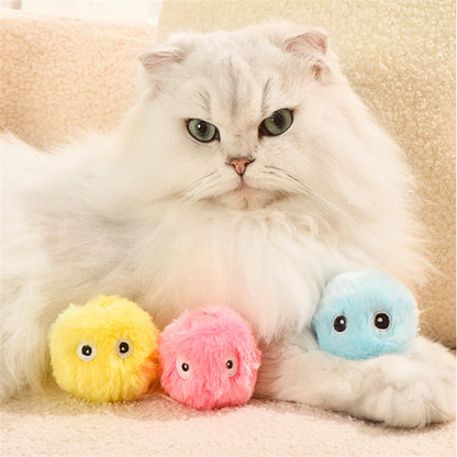 Glow-in-the-Dark Plush Cat Toy Ball