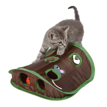 9-Hole Interactive Cat Tunnel – Hide & Seek Mouse Hunt Toy