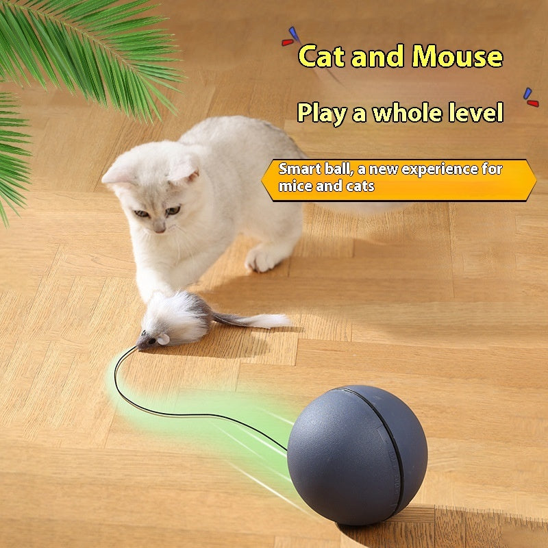 Automatic Smart Cat Ball Toy with Plush Mouse