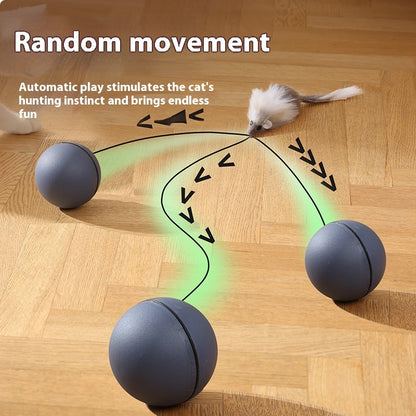 Automatic Smart Cat Ball Toy with Plush Mouse